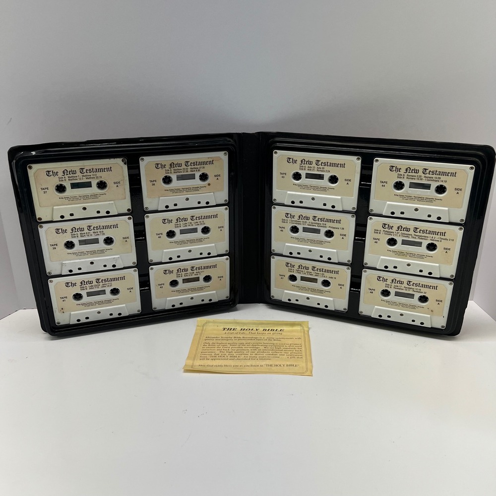 Alexander Scourby New Testament Audio Cassette Set KJV Red 12 Tapes Vintage 1984 - Picture 2 of 7